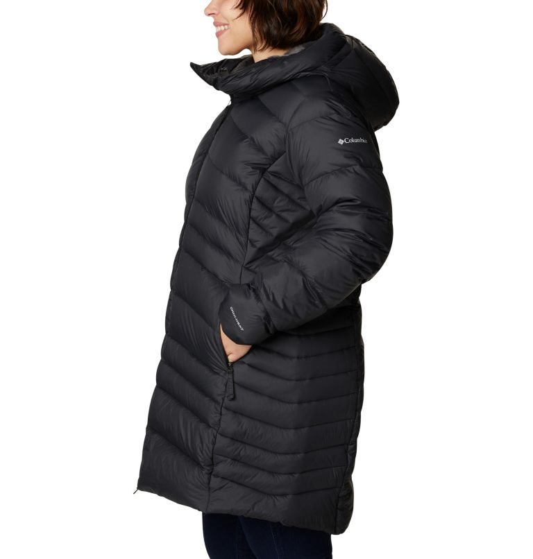 Women's Columbia Autumn Park Hooded Mid Down Jackets Black | Plus Size CA-N051A